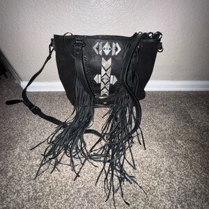 Fringe Black Shoulder Bag